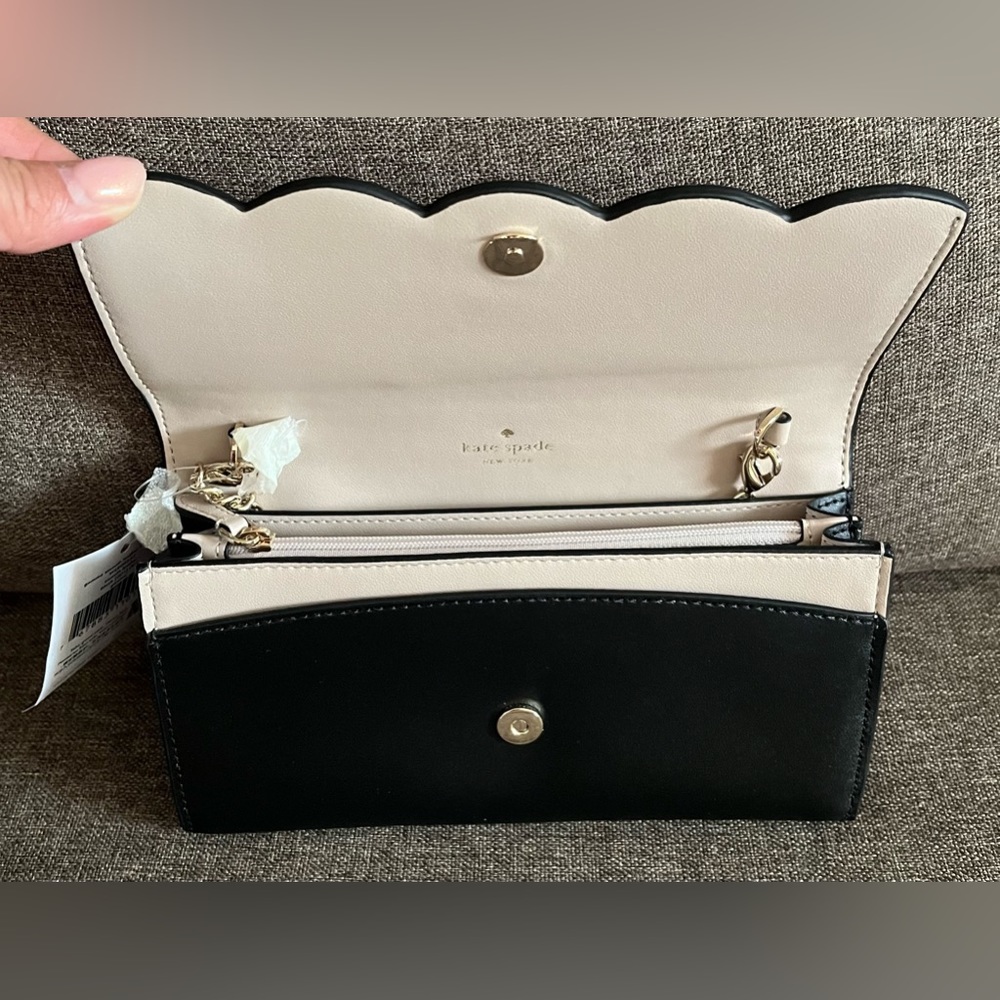 ♠️NWT Kate Spade Gemma Scalloped Smooth Leather Gemma Crossbody Bag, Color Black - Picture 6 of 11